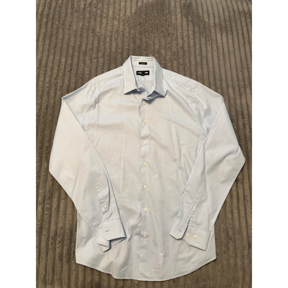 Express 1MX Extra Slim Fit Dress Shirt Mens Large Light Blue Long Sleeve Shirt